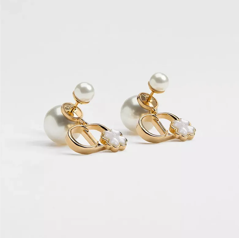 DIOR DIOR Tribales Earrings Gold Metal  Mother of Pearl